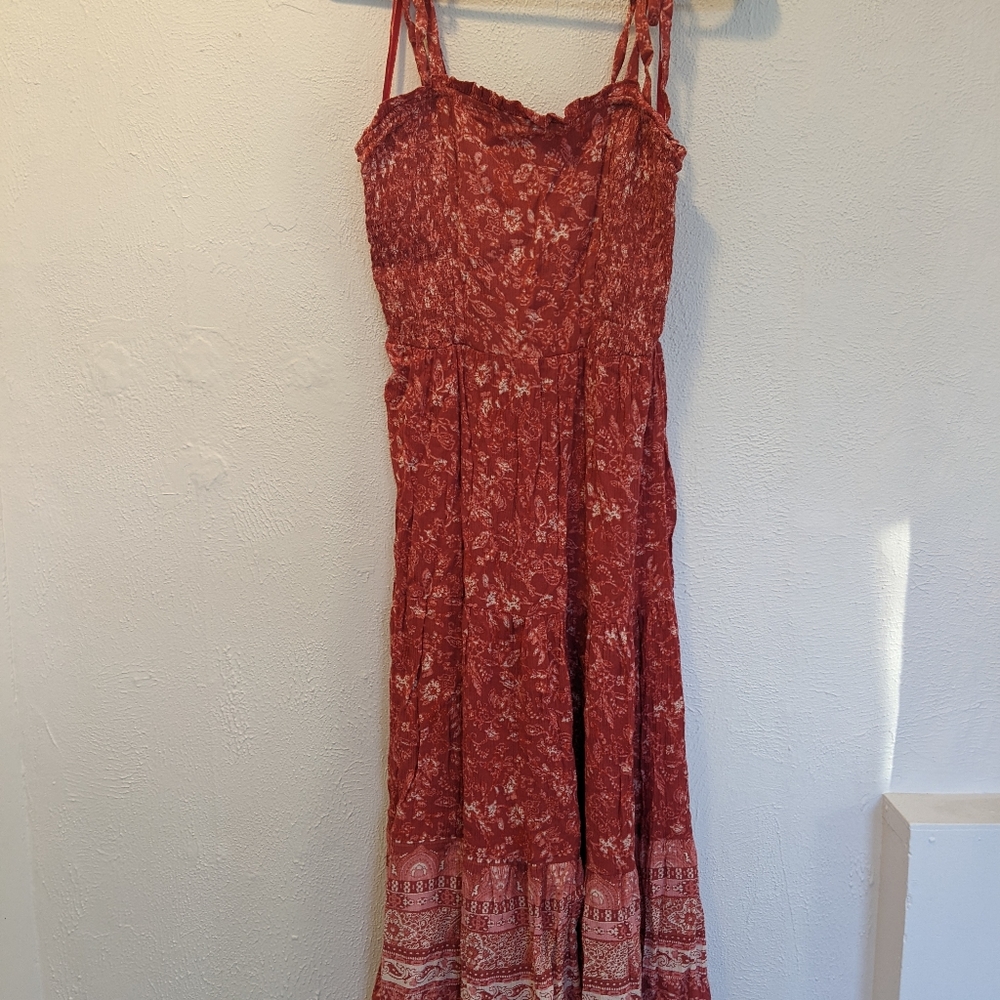 Hippie Boho Red Maxi Dress